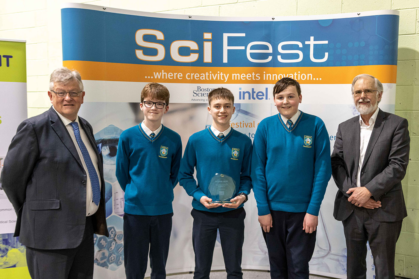 Runners-Up Award for Dara Courtney, Joshua Brandon and Seán Clerkin from Largy College, Clones 